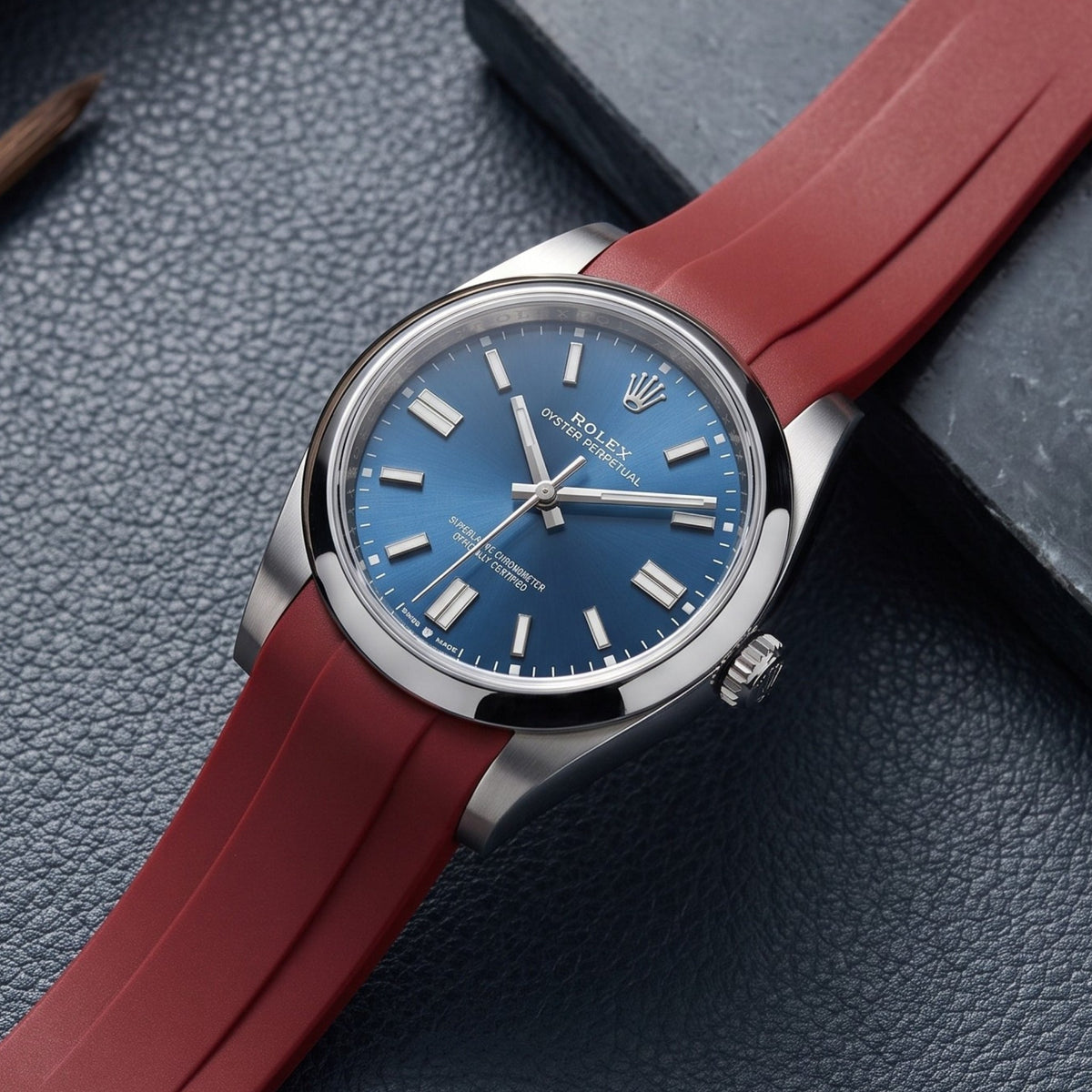 Rubber Strap - For Rolex Oyster Perpetual 41mm - Bordeaux - Helvetus