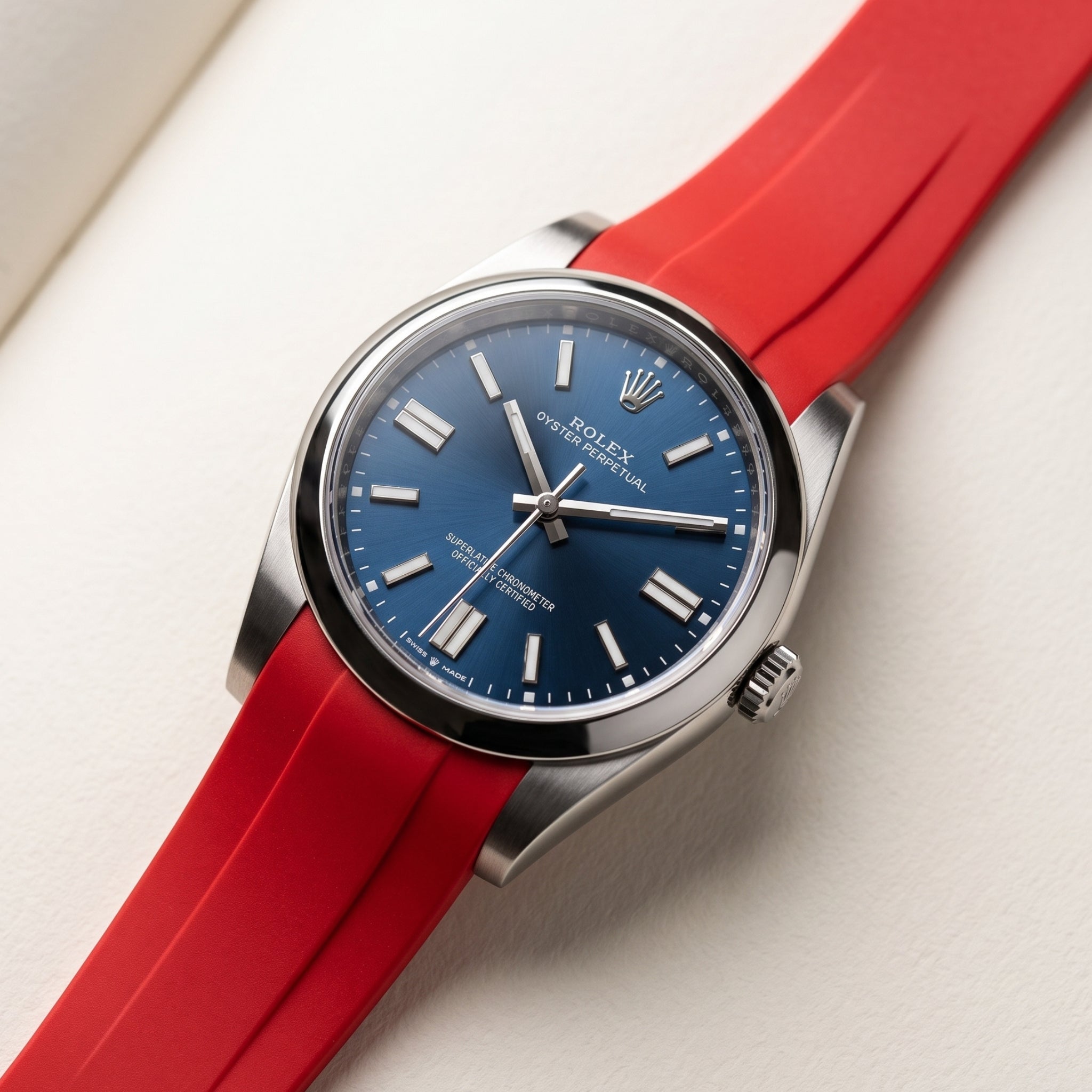 Rubber Strap - For Rolex Oyster Perpetual 41mm - Red - Helvetus