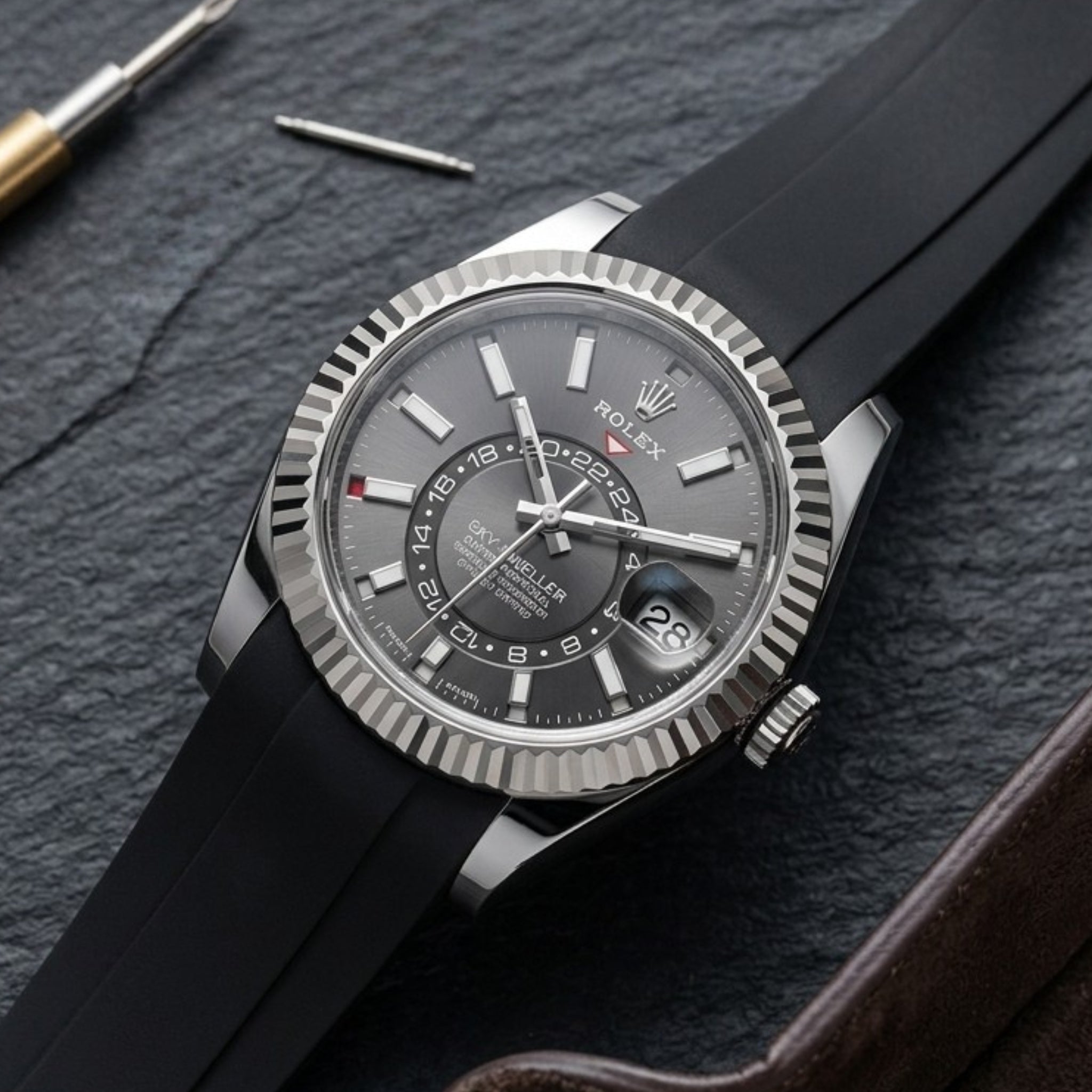 Rubber Strap - For Rolex Sky-Dweller - Black - Helvetus