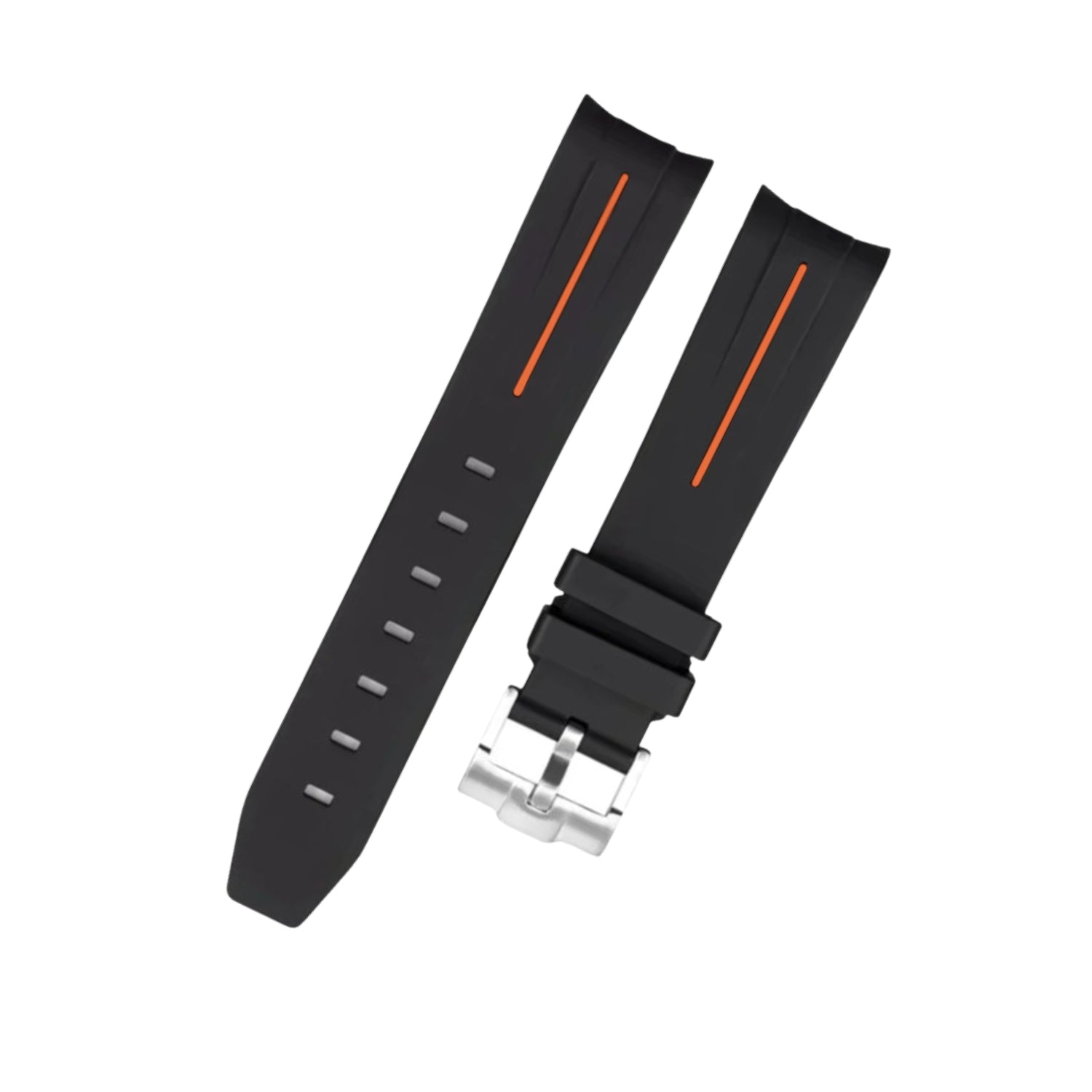 Rubber Strap - For Rolex Sky - Dweller - Black w/Orange Line | LuxLine® - Helvetus
