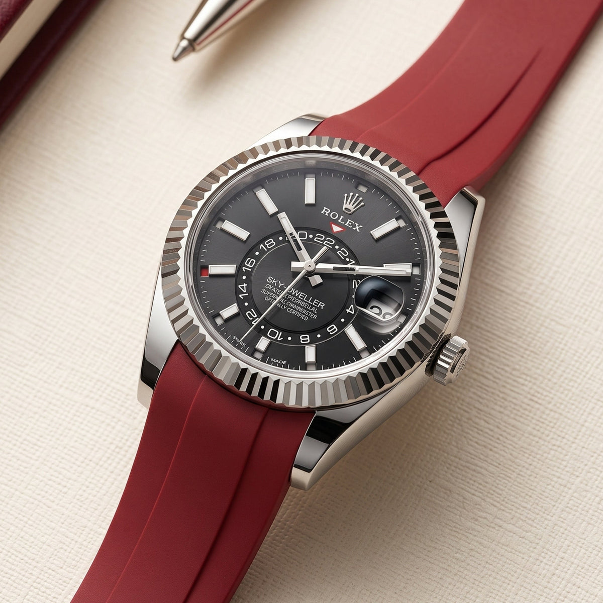 Rubber Strap - For Rolex Sky-Dweller - Bordeaux - Helvetus