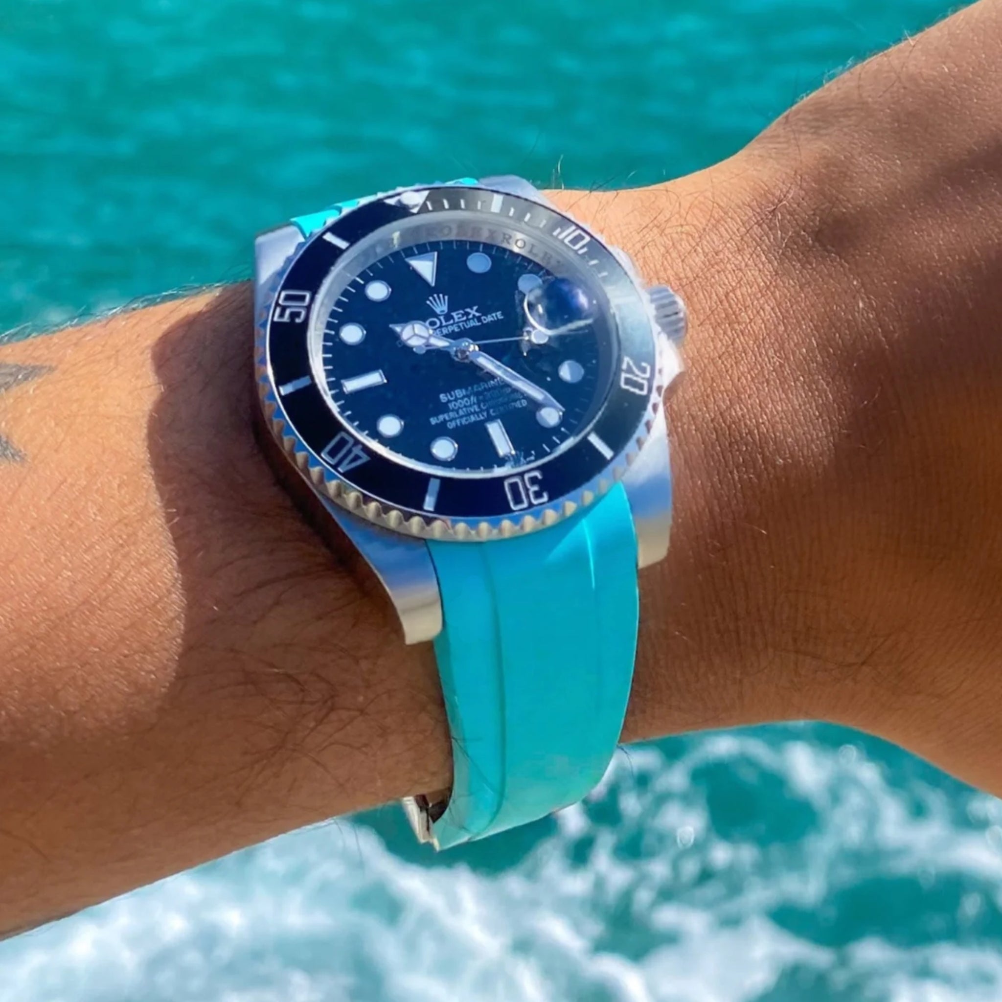 Rubber Strap - For Rolex Submariner - Turquoise - Helvetus