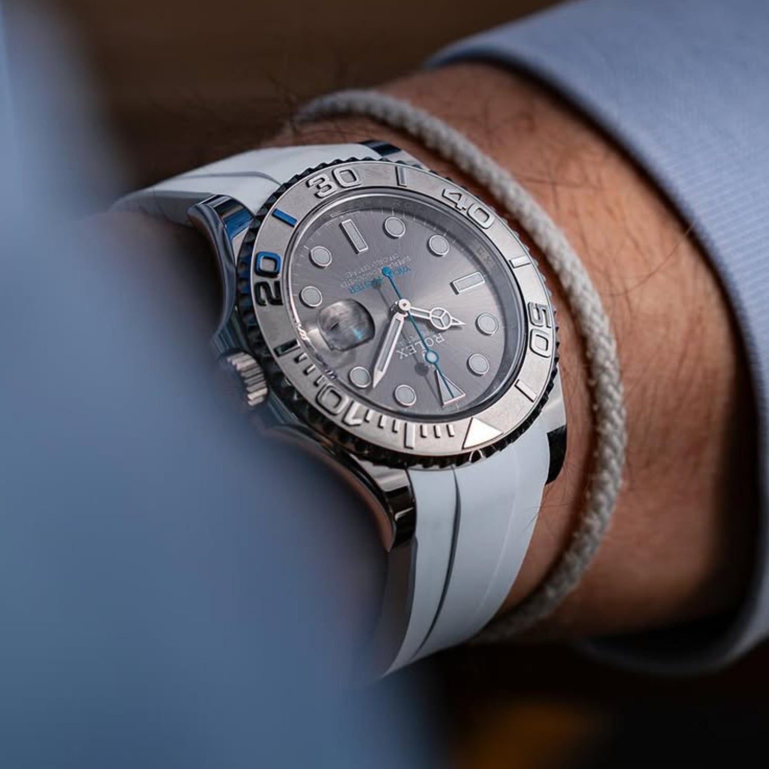 Rubber Strap - For Rolex Yacht - Master 40mm/42mm/37mm - White - Helvetus