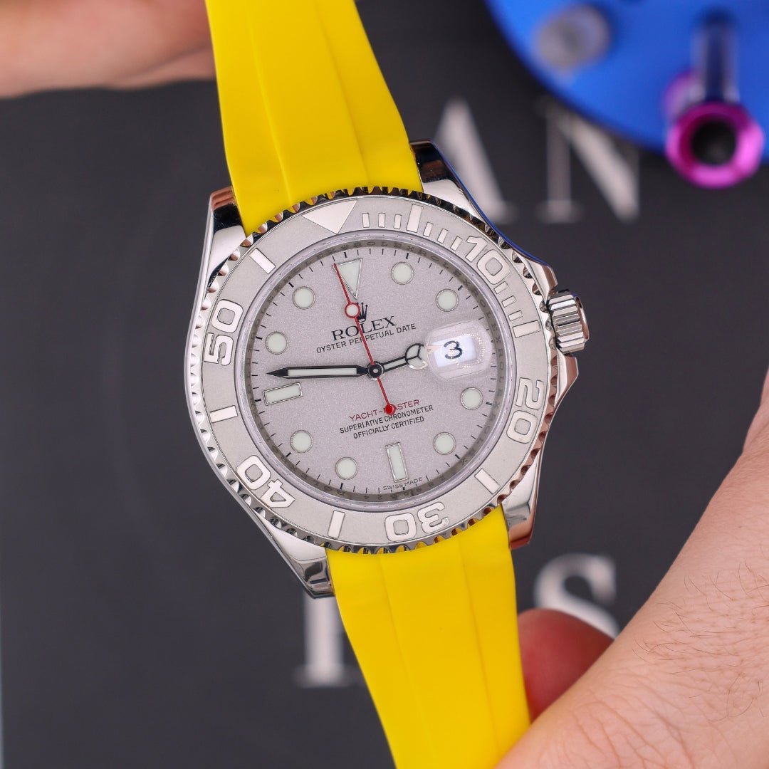 Rubber Strap - For Rolex Yacht - Master 40mm/42mm/37mm - Yellow - Helvetus