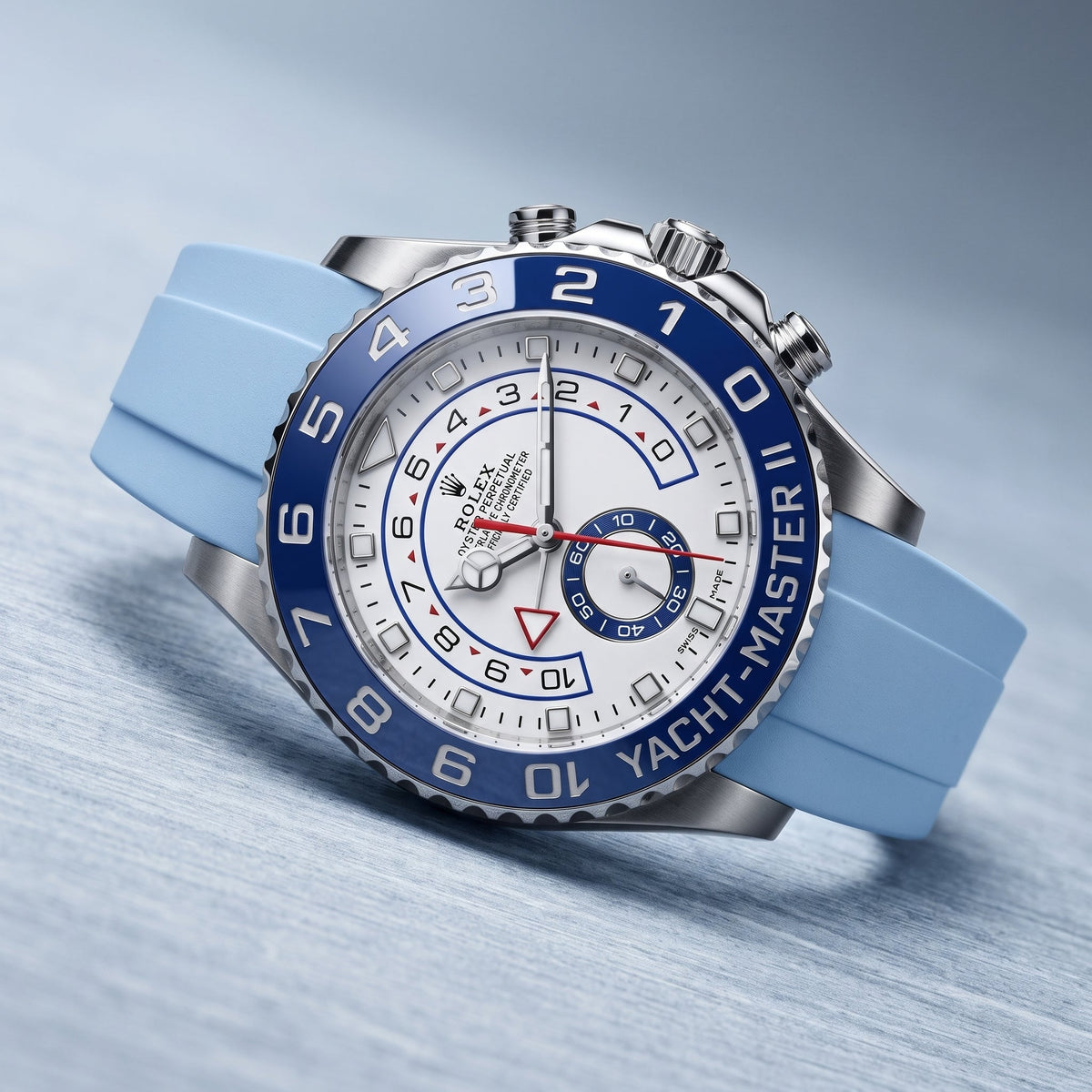 Rubber Strap - For Rolex Yacht-Master II 44mm - Baby Blue - Helvetus