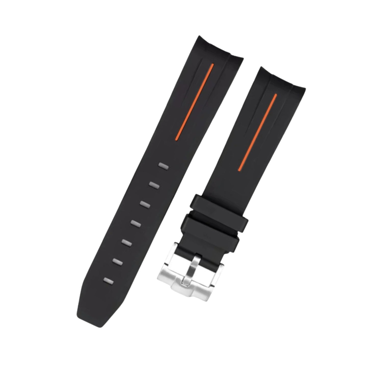 Rubber Strap - For Rolex Yacht - Master II 44mm - Black w/Orange Line | LuxLine® - Helvetus
