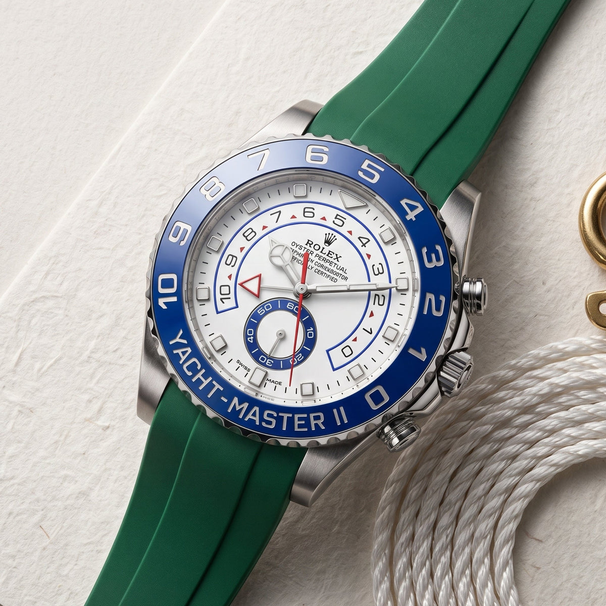 Rubber Strap - For Rolex Yacht-Master II 44mm - Green - Helvetus