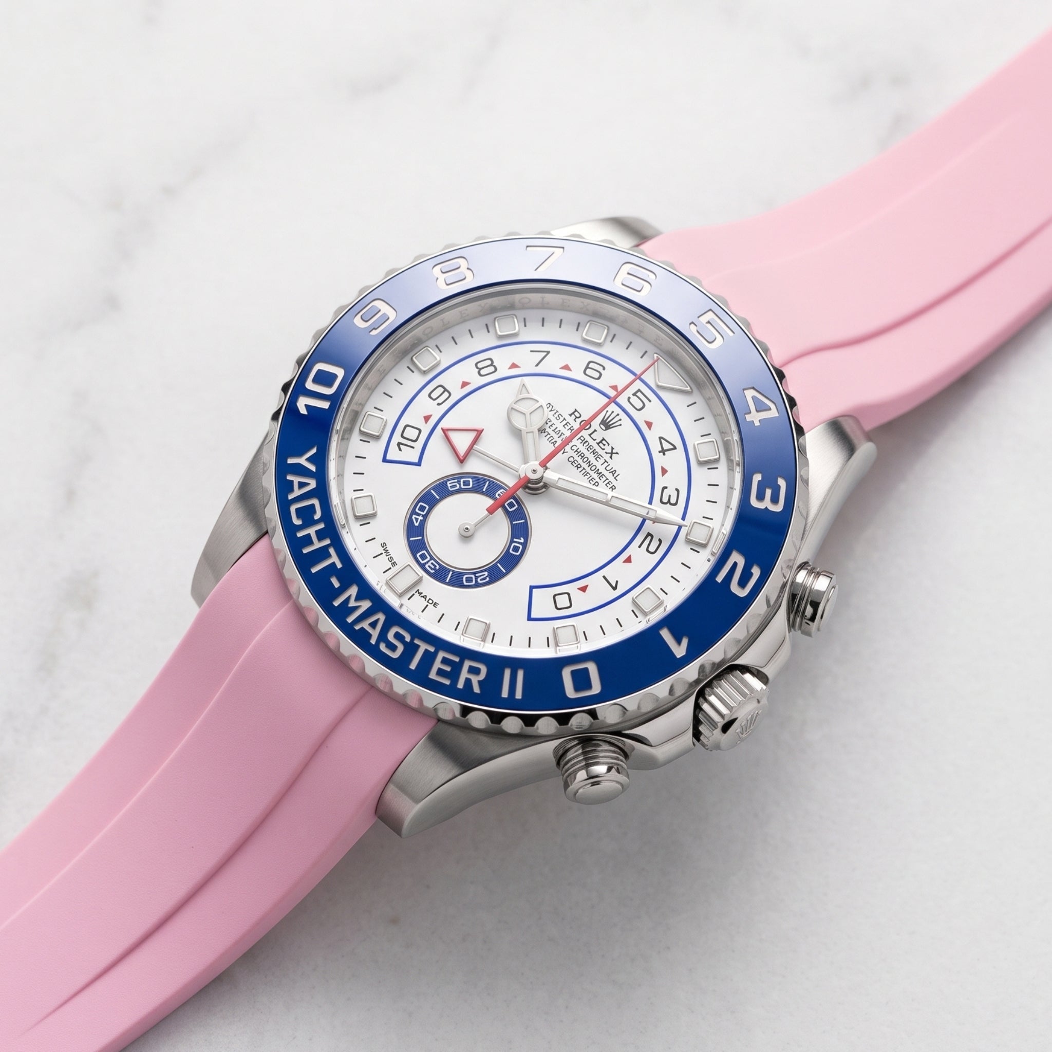 Rubber Strap - For Rolex Yacht-Master II 44mm - Pink - Helvetus