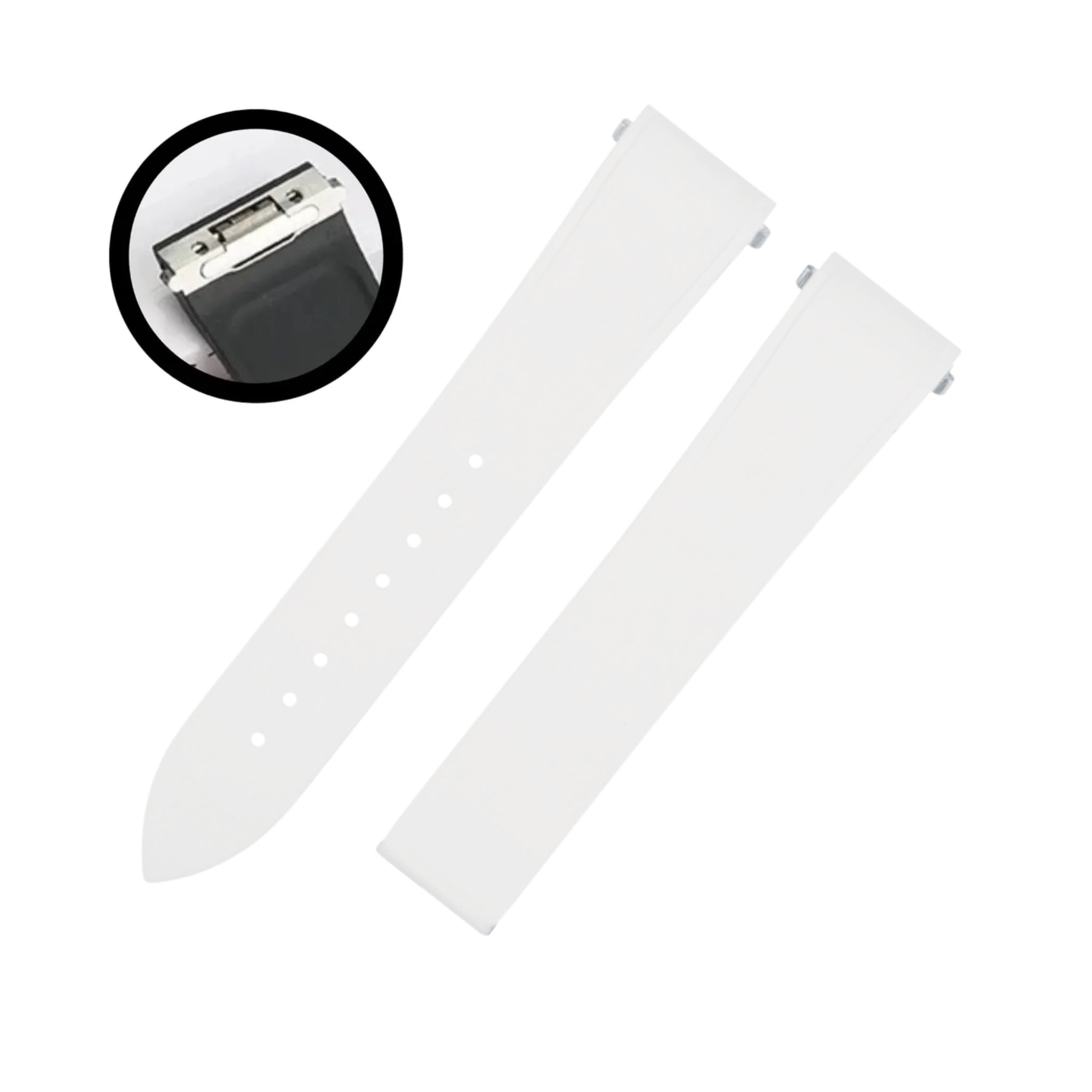 Rubber Strap - For Santos de Cartier Medium - White - Quick Switch/Release - Helvetus