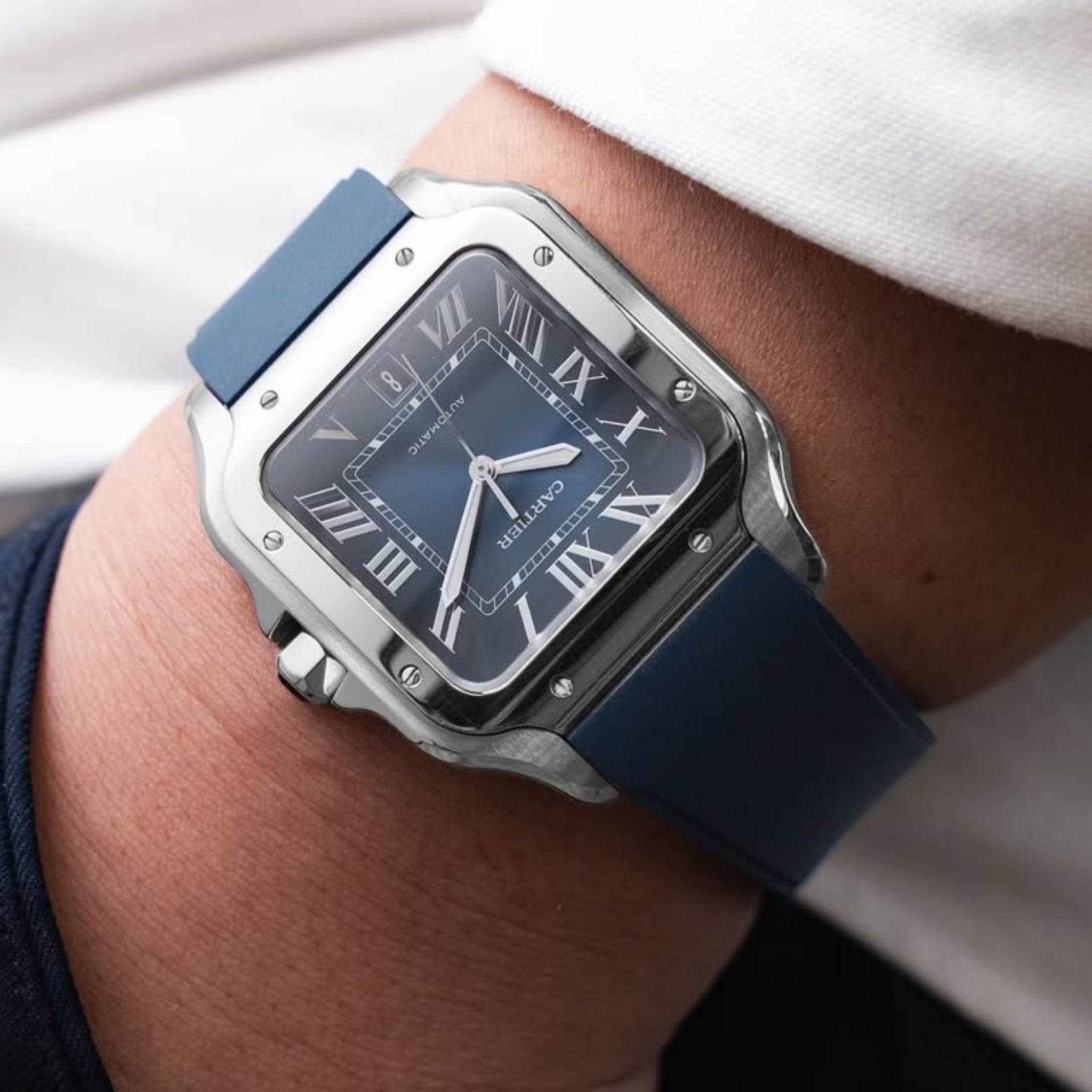Rubber Strap - For Santos de Cartier Medium/Large - Blue - Quick Switch/Release - Helvetus