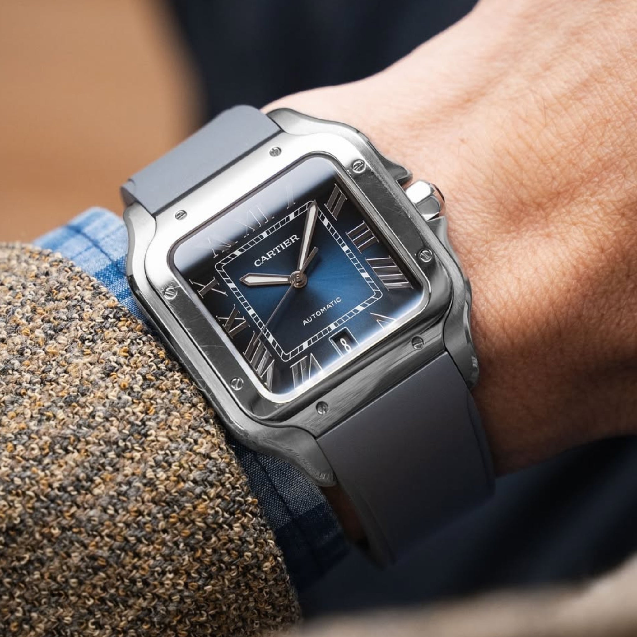 Rubber Strap - For Santos de Cartier Medium/Large - Grey - Quick Release/Switch - Helvetus