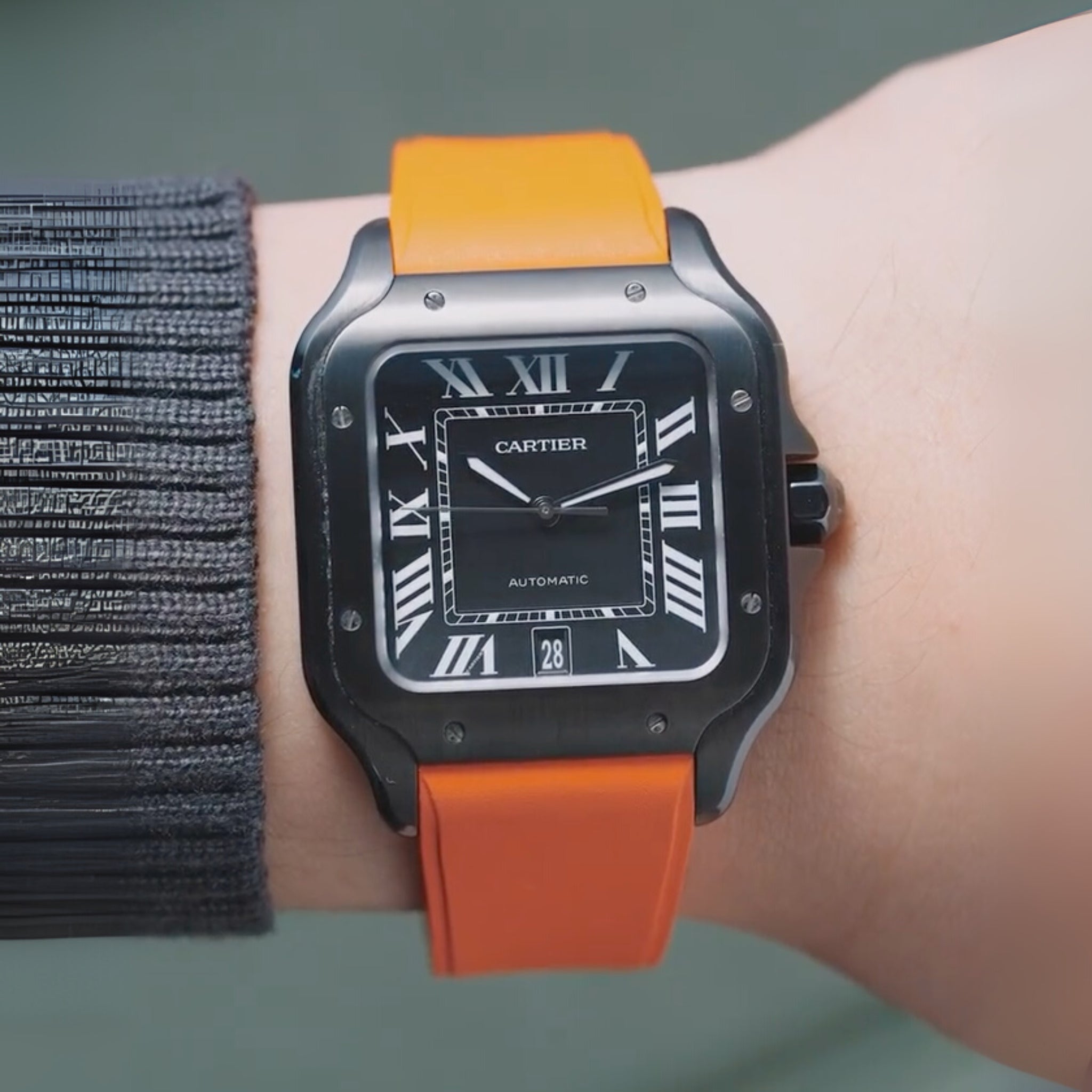 Rubber Strap - For Santos de Cartier Medium/Large - Orange - Quick Switch/Release - Helvetus