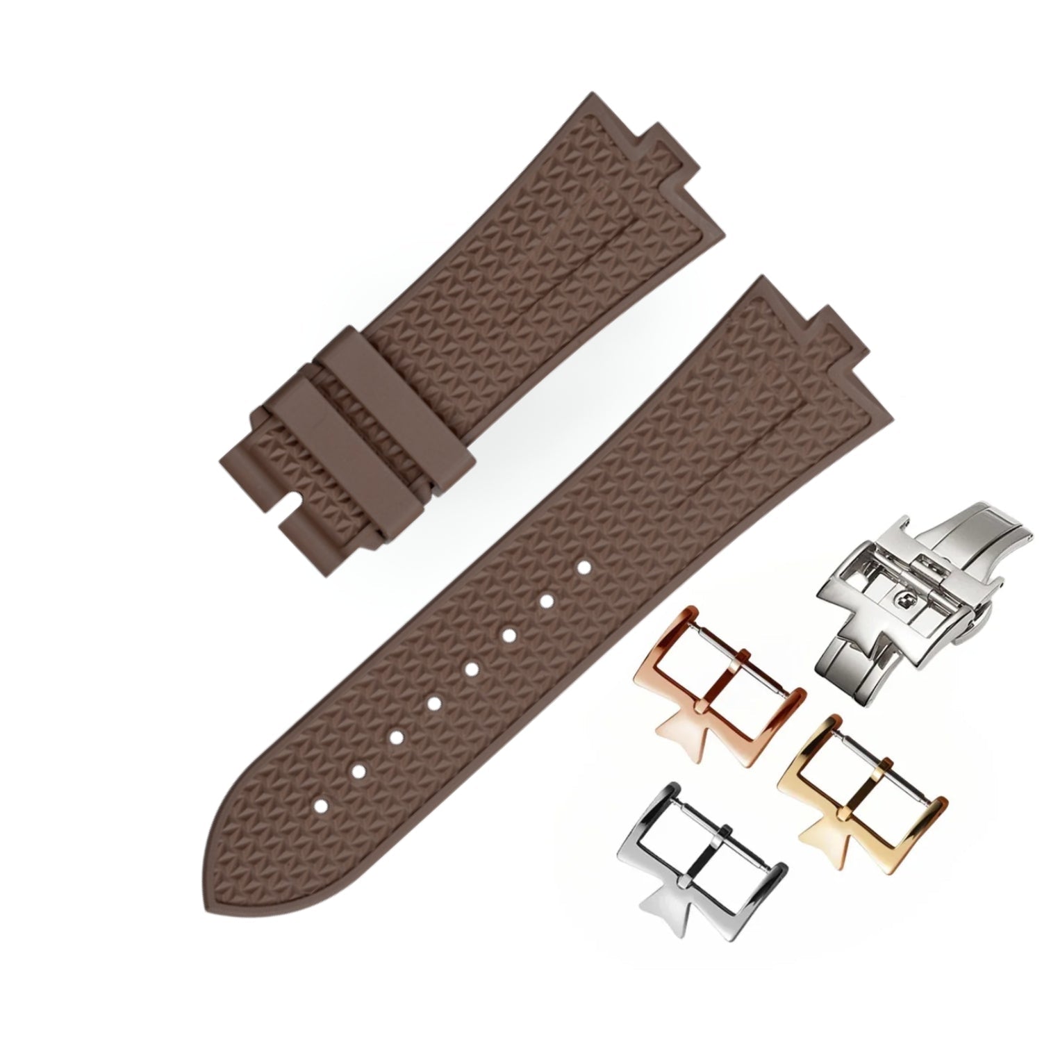 Textured Rubber Strap – For Vacheron Constantin Overseas 25mm – Brown - Helvetus